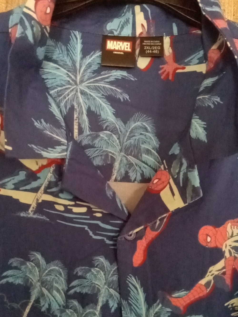 Marvel Navy Blue & Red Spider-Man Palm Hawaiian Shirt